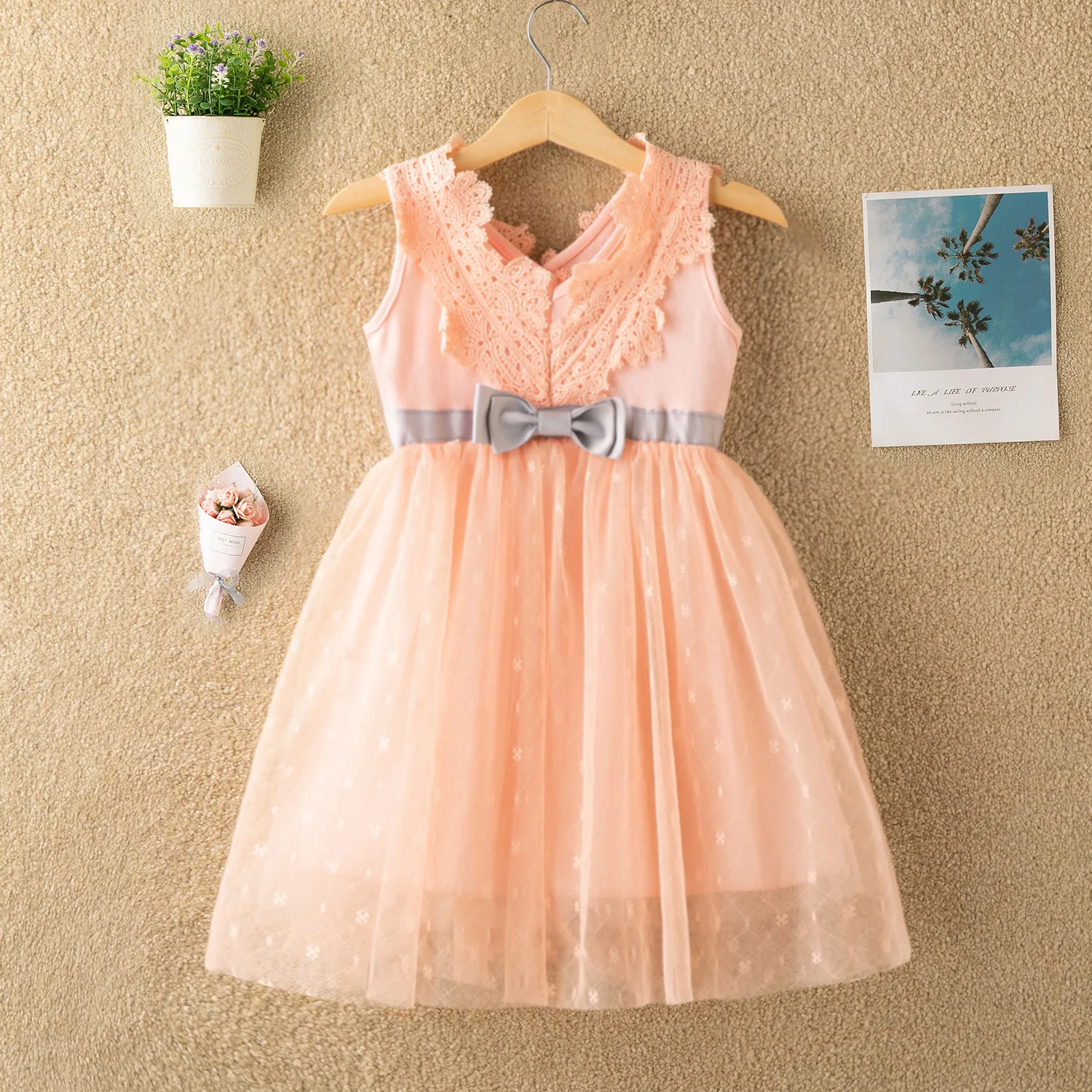 

Girls Dress 2019 AliExpress Hot Selling Bow Girls' Princess Skirt Casual Childrenswear