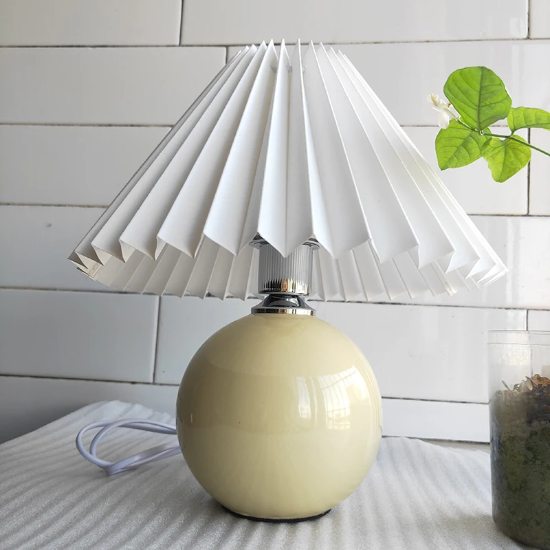 New Pleats Lampshade for Table Lamp Standing Floor Lamps Korean Style Pleated Lampshade Cute Desk Lamp Shade Bedroom Lamps E27