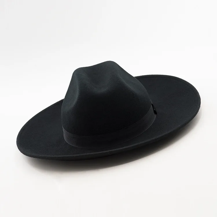 01909-HH8004 Зимняя шерстяная однотонная формальная Шляпа Fedora для мужчин и женщин для отдыха Панама шляпа