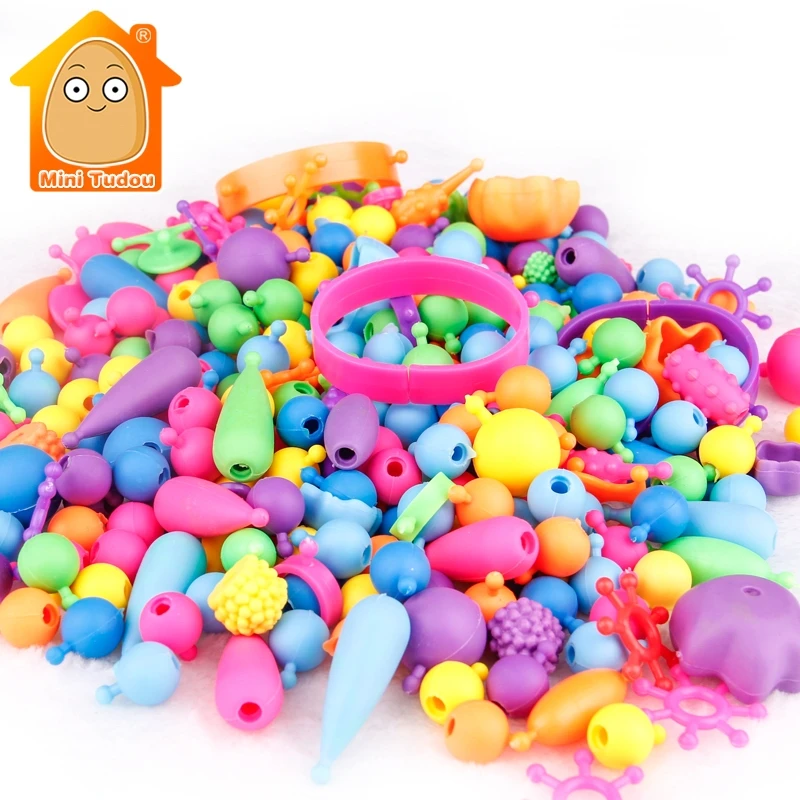 Toys For Girls 300pcs Pop Beads Toys Snap Together Jewelry Fashion Kit DIY Educational Kid's Toy Craft Gifts