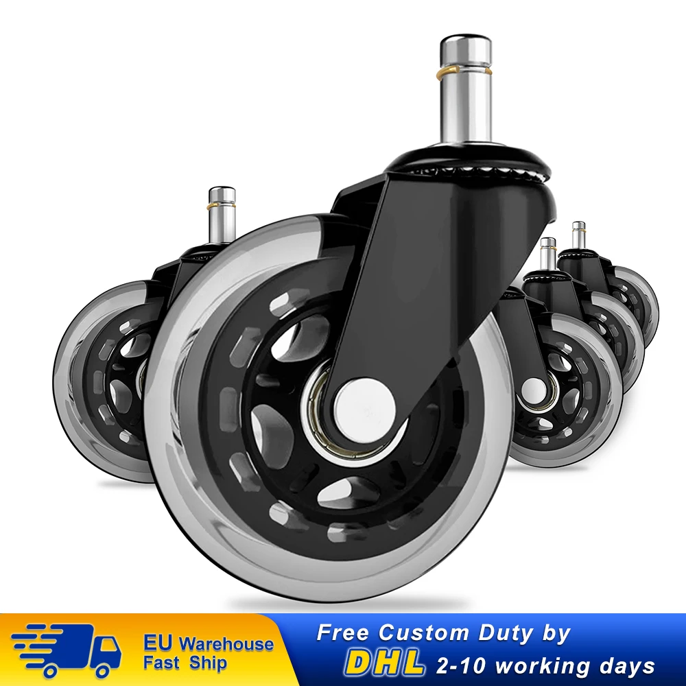 Silla con ruedas de oficina de ruedas 5 uds 75mm sustitución giratoria silla de oficina giratoria seguro rodillos 360 ruedas de grado de Hardware de muebles