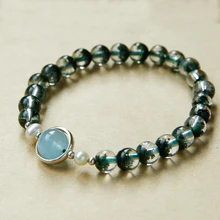 Зеленый браслет с кристаллами призрака, женский браслет из рога изобилия, пять элементов, заказной срок службы, простой бисер