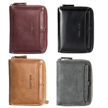 

New Baellerry Men's Wallet Business Card Holder Vertical Wallet Men's Coin Purse Retro Leather Wallet Card Bag Small Wallet