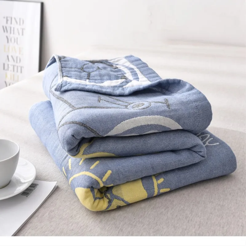 

Pure Cotton Towel Quilt Four Layers Washed Gauze Towel Blanket Multifunctional Spring Autumn Nap Cover Blanket Comfortably Warm