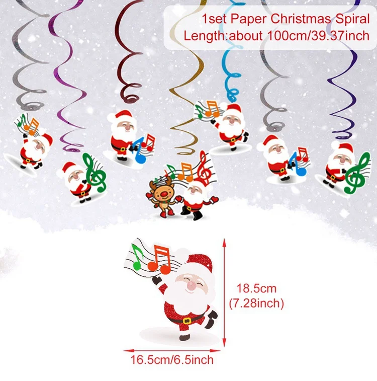 Рождественская Настенная Наклейка "сделай сам" с рождеством, украшение для дома, наклейка на окно,, рождественские украшения, новогодний, Декор, Navidad - Цвет: Christmas Spiral 1