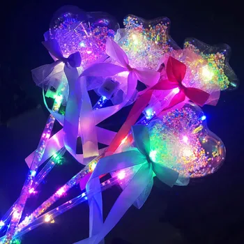 

Christmas Tree Starry Sky Fairy Stick Heart Star Shape Glow Stick LED Luminous Magic Wand Toy Party Concert Gift for Kids Baby