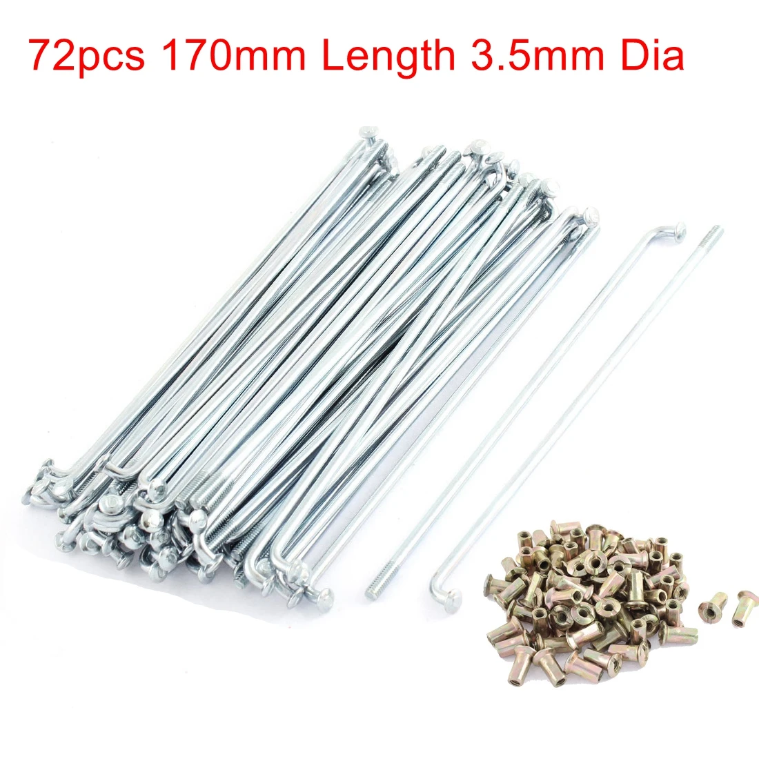 36pcs 72pcs 3mm-3.5mm Thread Diameter 160mm-180mm Length Motorcycle Wheel Spokes Nipples