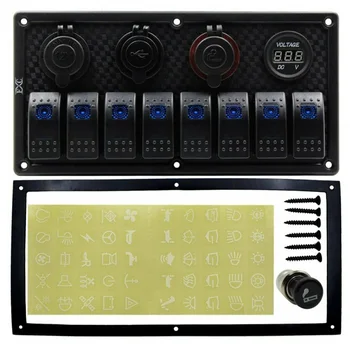 

Circuit Breaker Rocker Switch Panel Voltmeter Parts Accessories Car 8 Gang ABS