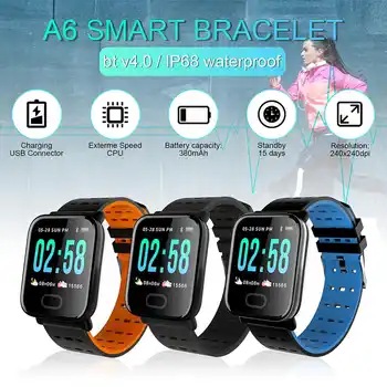 

Smart Watch A6 Men Women Heart Rate Monitor Blood Pressure Waterproof Smart Bracelet Smartwatch Clock For IOS Android phones