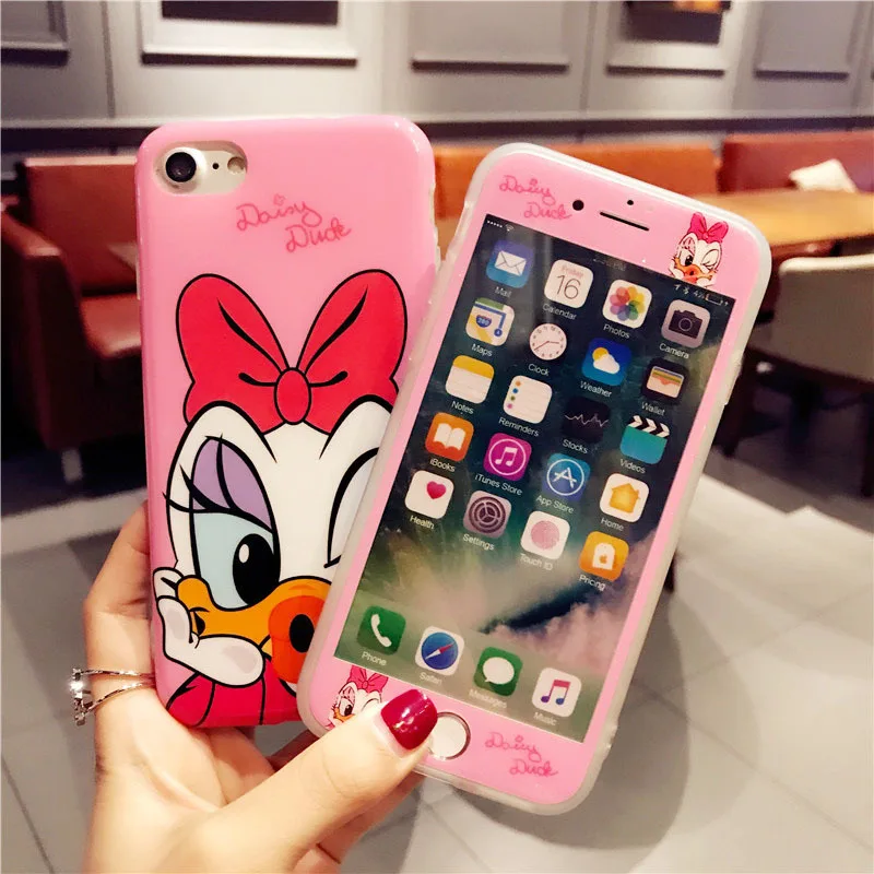 360 Full Cover Mouse Women Silicone Phone Case + Glass for IPhone 7 8 Cartoon Cute Shell IPhone7 IPhone8 I7 I8 Cases |