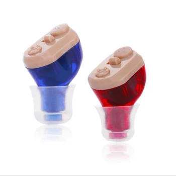 

2020 New Blue/Red Color USB Rechargeable Mini CIC Sound Amplifier Enhancer Invisible Hearing Aids for Elderly Thanksgiving Gifts