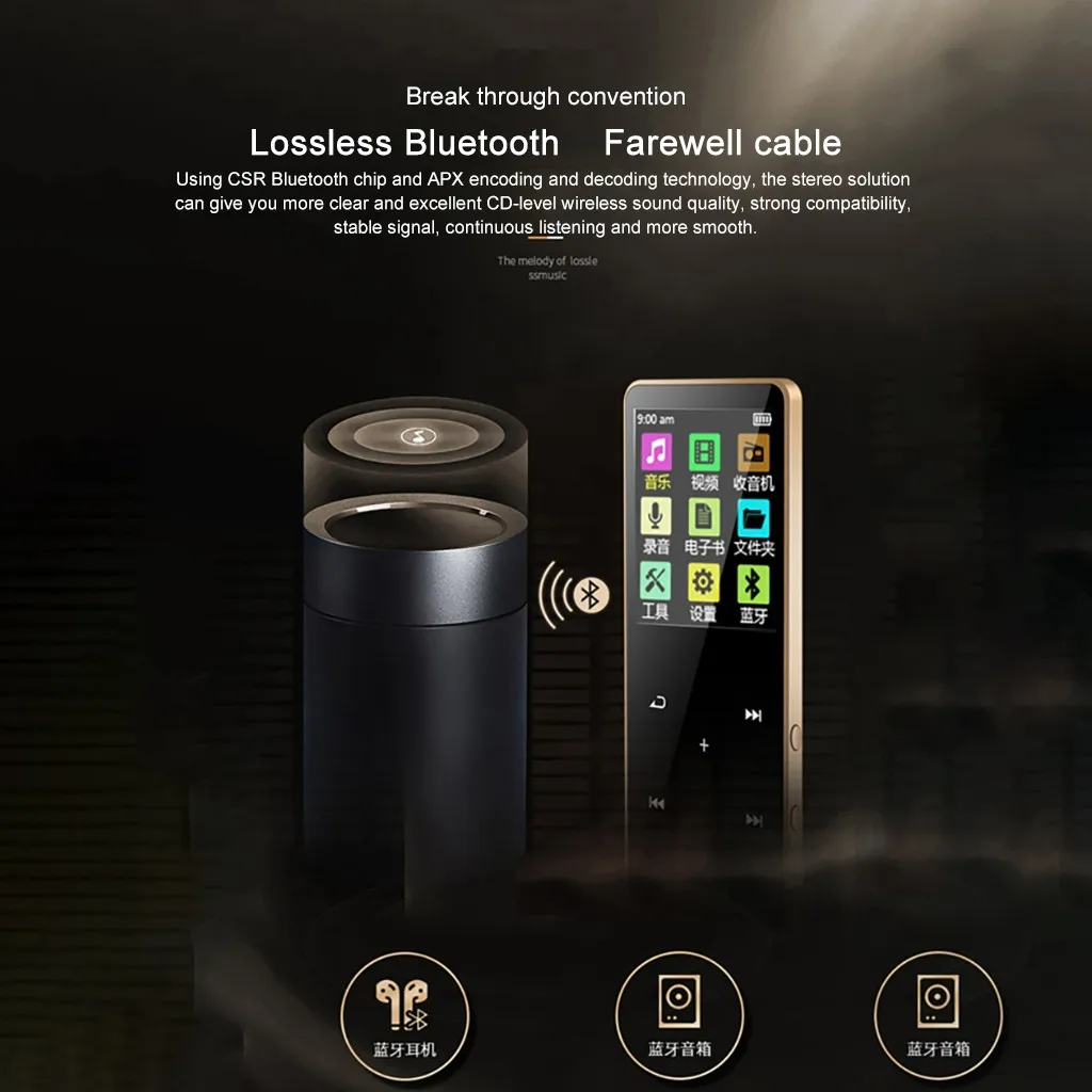 Мини Bluetooth MP3 плеер 4 Гб без потерь Музыкальный плеер с FM медиа динамик наушники, спорт MP 3 Металл Walkman Dap z1021