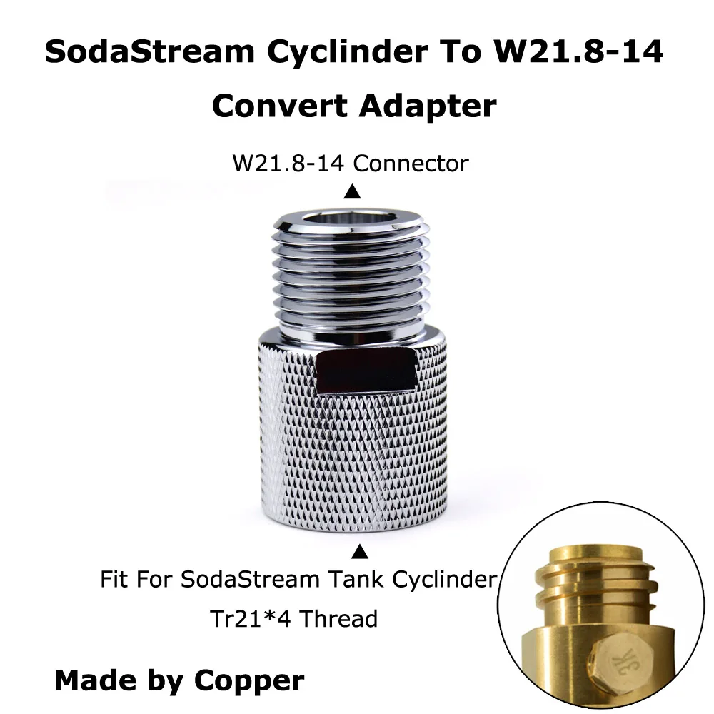

New SodaStream Cylinder To W21.8-14 Convert Adapter For Aquarists Aquarium Fish or Homebrew Beer Keg Co2 Tank Regulators