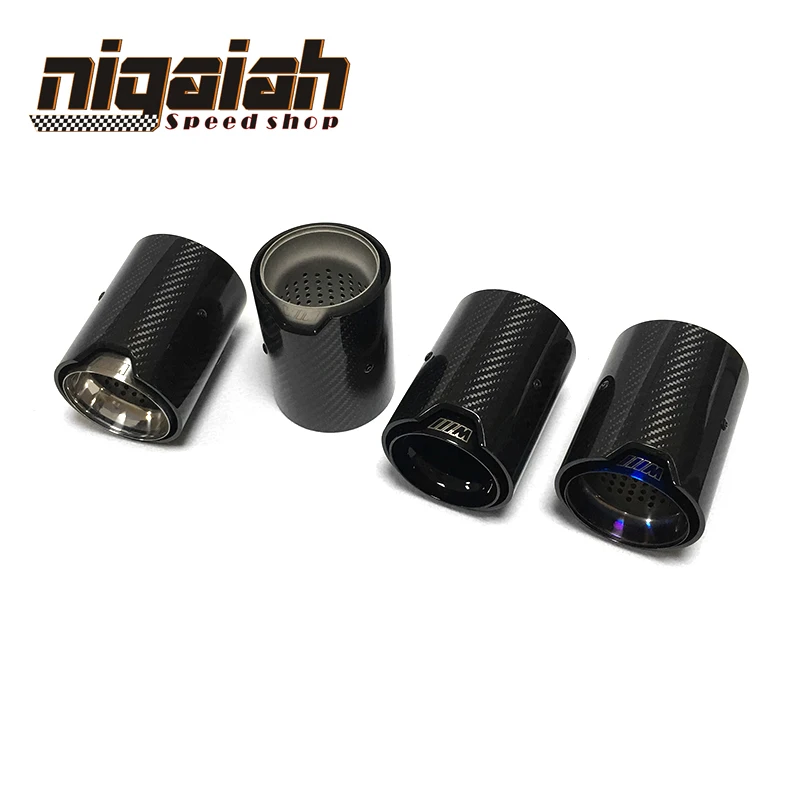 buy In 70mm Carbon Fiber Blue Black Exhaust tips M Performance Muffler pipe for M2 F87 M3 F80 M4 F82 F83 M5 F10 m6 F12 F13 2016 2018