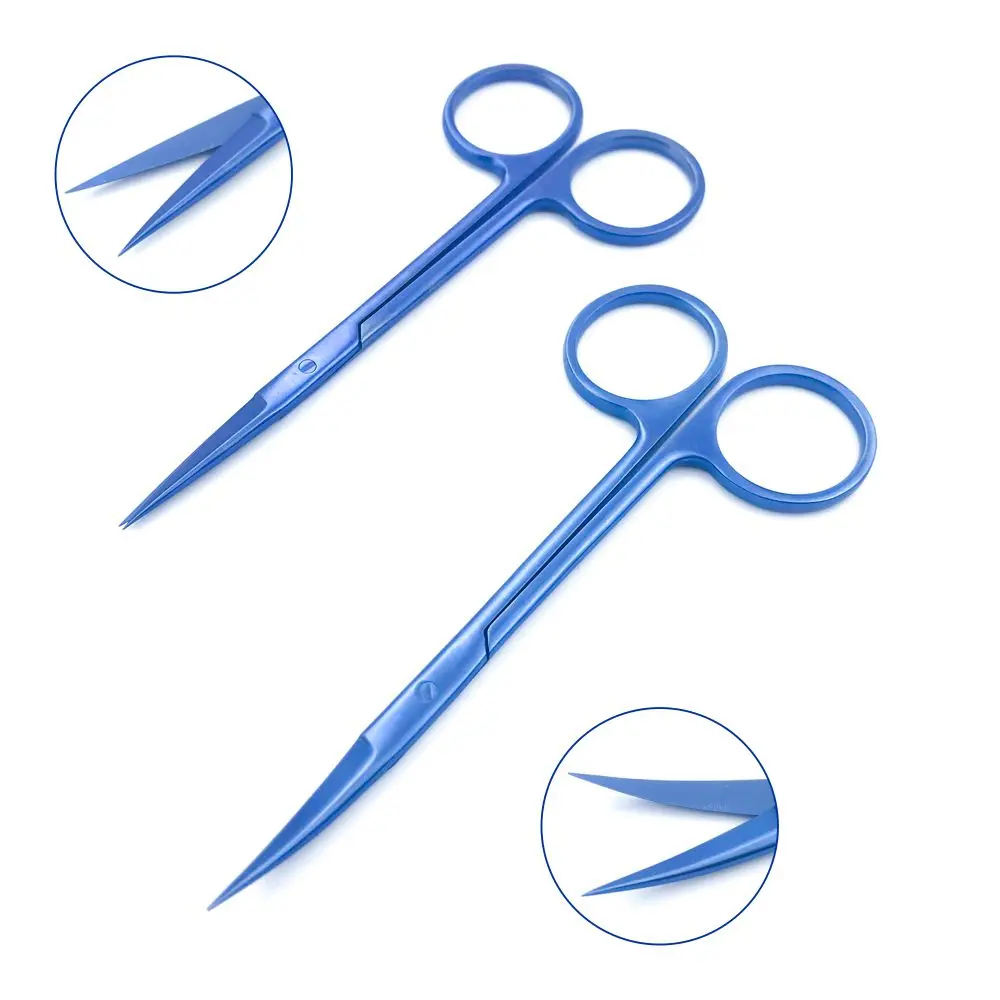 

Titanium 11.5CM Straight/Curved Eye surgery suture scissors cut tissue scissors 40mm tips