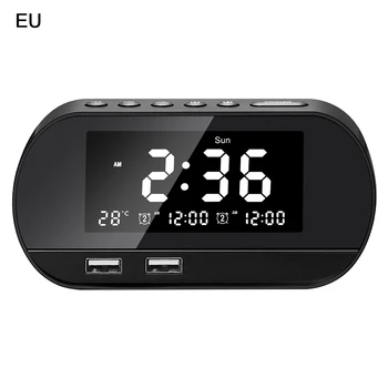 

AM/FM LED Clock Radio Electronic Desktop Alarm Clock Digital Table Clocks Snooze Function Temperature & Calendar Display
