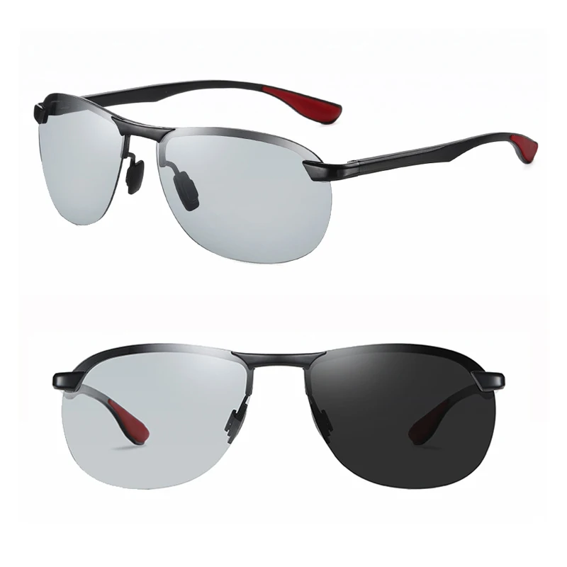 Aluminum Discolor Dark Grey Polarized Pilot Shape Cool Middle Size  Sunglasses Night Vision Flexi Sun Glasses For Men - Sunglasses - AliExpress