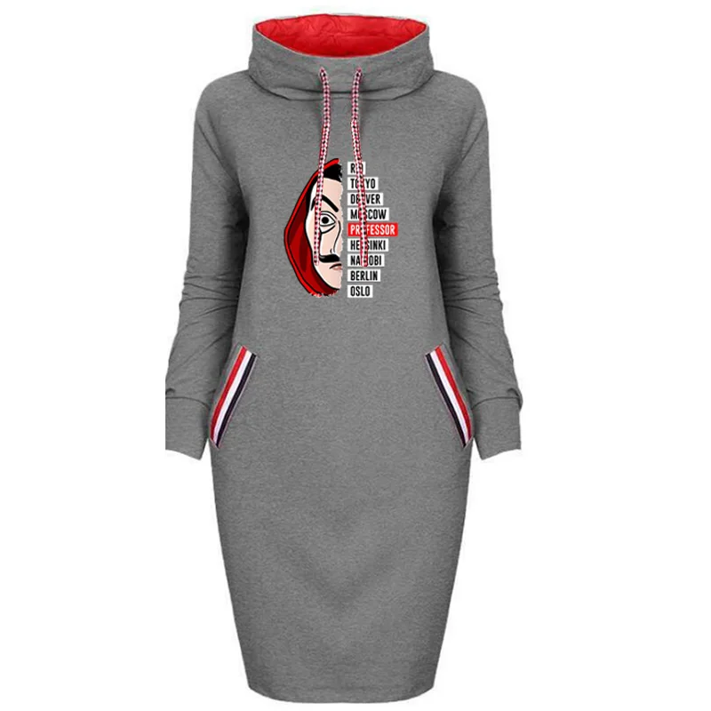 Autumn Money Heist Dress Women La Casa De Papel Hip Hop Autumn Short Dresses House Of Paper Long Sleeve  Party Dress Bl wrap dress