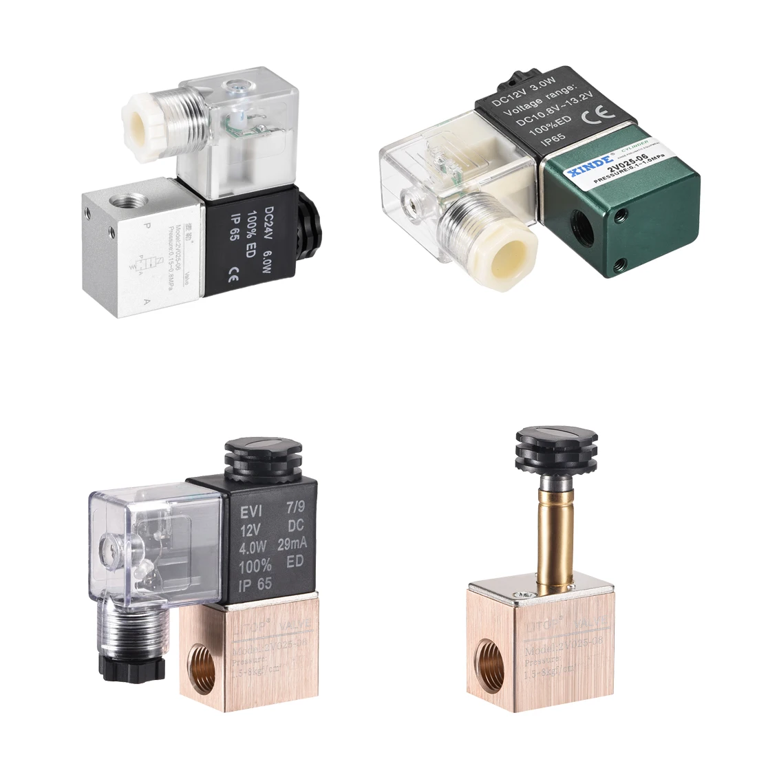 Uxcell 1 шт. Пневматический воздушный электромагнитный клапан с электрическим управлением 2Way 2 Позиции 1/" PT нормально закрытый 2V025-06 Серебряный тон