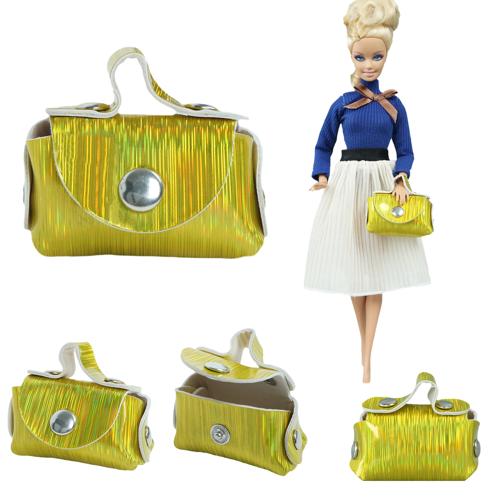 1 Pcs Yellow Mini Fashion PU Leather Bags Multicolor Shoulder Handbag Dollhouse Dress Up Accessories for Barbie Doll Kids Toys | Игрушки и