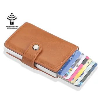 

Men's Card Holder Rfid Automatic Card Bank Card Wallet Metal Aluminum Shell Antimagnetic ID Card Holders Purse Zipper & Hasp