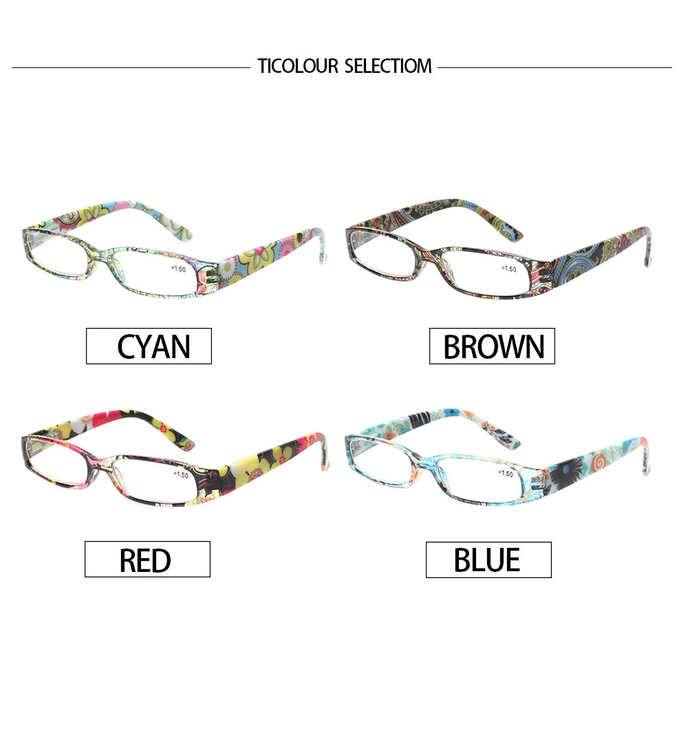 Reading Glasses Fashion Ladies Readers Spring Hinge with Pattern Print Eyeglasses for Women +1.0 +2.0 +3.0 +4.0 +5.0