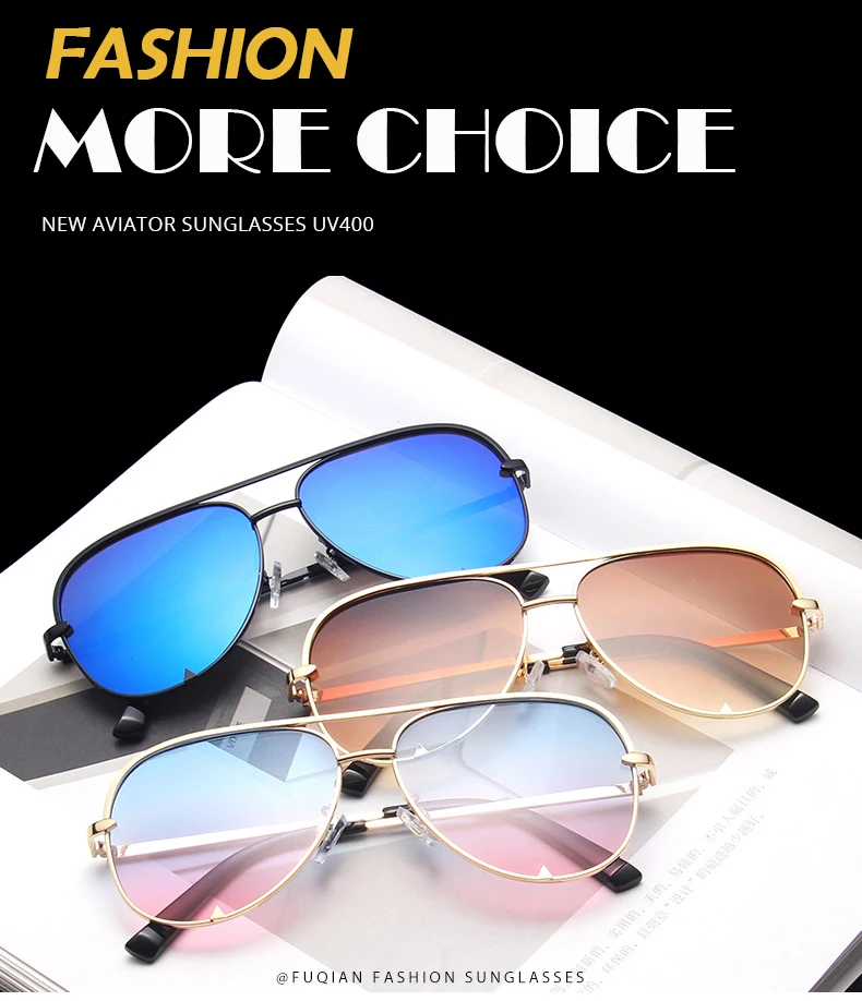 FUQIAN New Classic Metal Aviation Sunglasses Women Fashion Alloy Pilot Sun Glasses Men Gradient Lens Driving Shades Ladies UV400 reader sunglasses