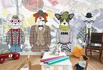 

CJSIR Customized 3d Wallpaper Hand Painted Animal Puppy Clothing Store Background Wall Decorative 3d Wallpaper Painting Decor