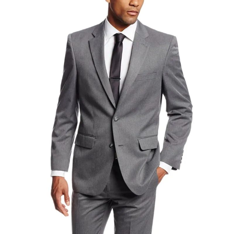 

Custom Made Simple Suits Men Gray Wedding Suits Grooms Tuxedos Mens Suits Slim Fit Beach Groomsmen Suits (Jacket+Pants)