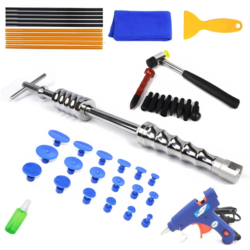 Dent Tools paintless Dent Repair Dent Puller Kit Dent removal Slide Hammer glue sticks Reverse Hammer Glue Tabs Car Hail Damage