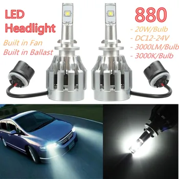 

2pcs 880 LED Car Fog Light Bulb Fog Lamp 12V 24V 40W 3000LM 3000K White Auto DRL