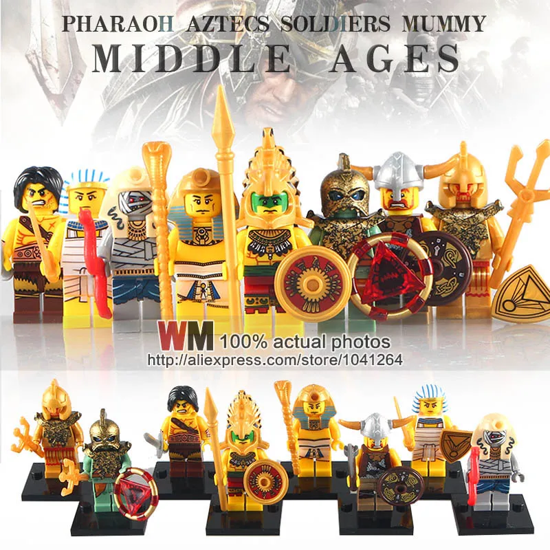

10Lots of X0161 Super Heroes Aztec Viking Pharaoh Atlantis Barbarian Medieval Egyptian Warrior Building Blocks Toys for children