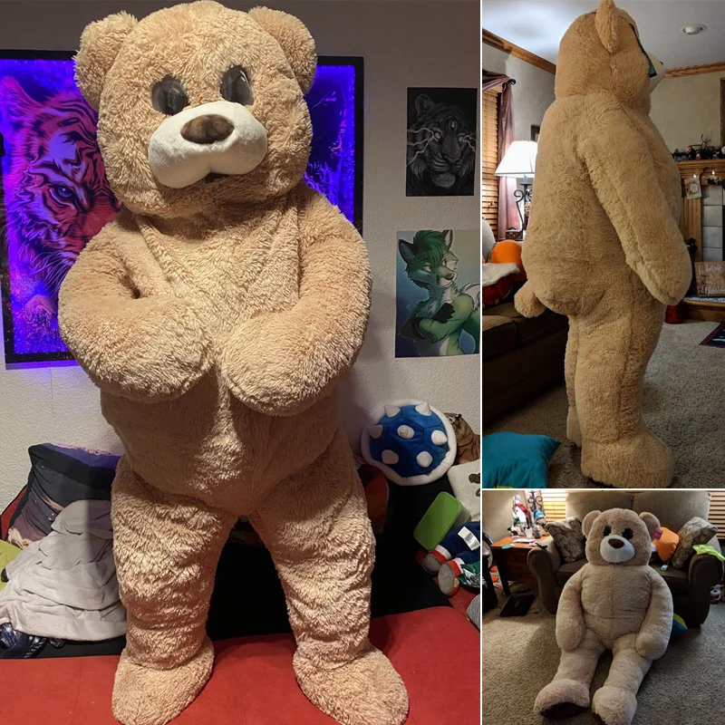 Teddy Bear Mascot Costume Fursuit Cartoon Doll Suit Plush Cub Funny for Halloween Party | Тематическая одежда и униформа