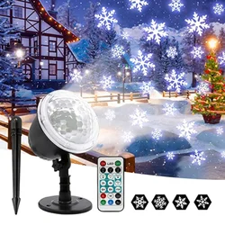 Projecteur Laser de flocon de neige avec télécommande, lampe d'extérieur, pour noël, nouvel an, décor de paysage de vacances 