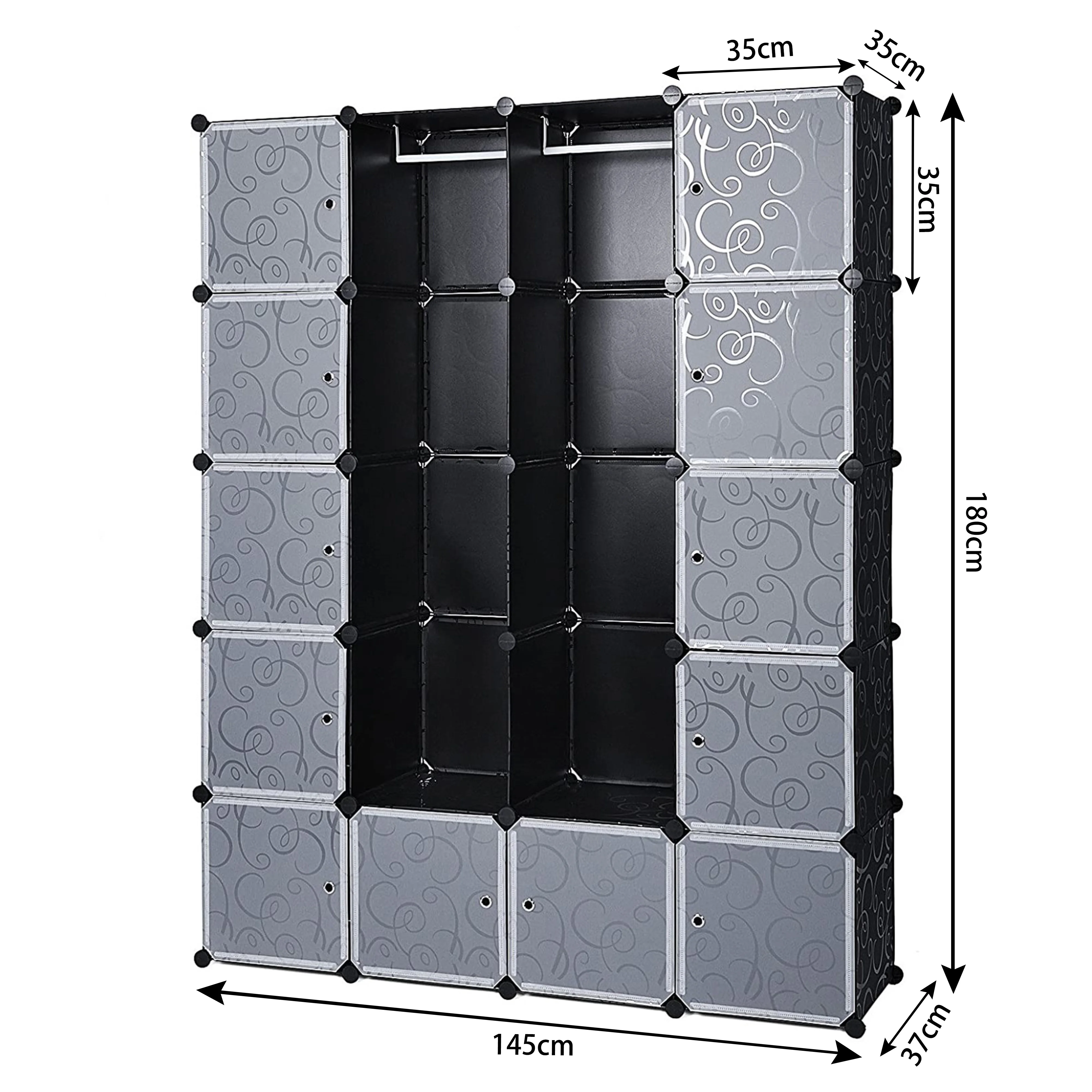 NID Bedroom Cabinets 20 Cubes Clothes Closets Garment Storage Cabinet Foldable Wardrobes Environmental Resin Panels Furniture