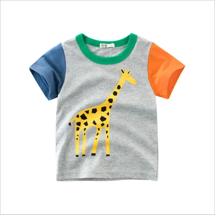 От 1 до 8 лет; детская футболка для мальчиков; Новинка; Детские хлопковые топы с рисунком экскаватора; летняя одежда; модная футболка для малышей; милая детская одежда для игр - Цвет: BY9063-G