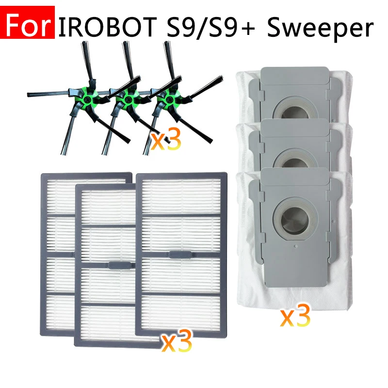 

Replacement Hepa Filter Side Brush Dust Bag Spare parts for Irobot S9 S9+ Sweeping Robot Vacuum Cleaner Household Accessories