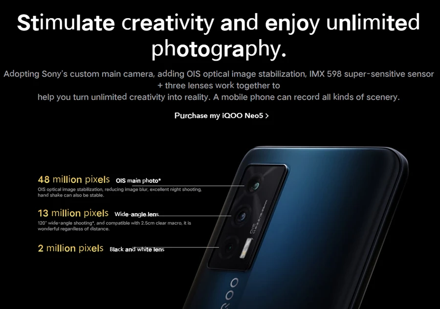 Original Vivo IQOO Neo 5 5G Mobile Phone 6.62 Inch 120Hz AMOLED Screen 8G+128G Snapdragon 870 66W Super Charger NFC Smartphone ram computer