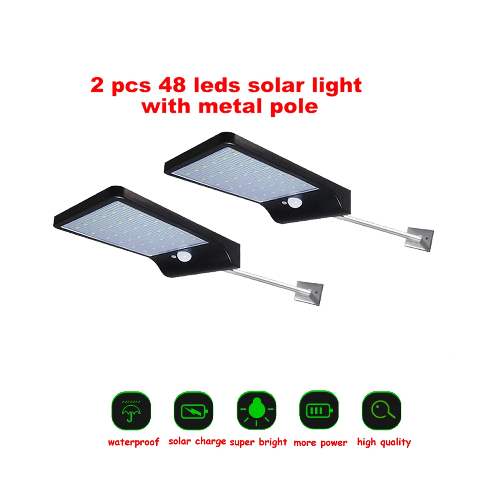 

2/4pcs 48 LED Solar Light PIR Motion Sensor Waterproof Outdoors Garden Solar Power Light Street Wall Lighting Lamp security gard