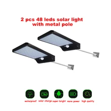 2/4pcs 48 LED Solar Light PIR Motion Sensor Waterproof Outdoors Garden Solar Power Light Street Wall Lighting Lamp security gard