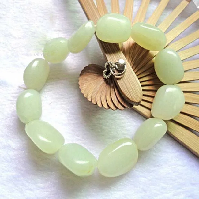

xinjiang hetian white yu Genuine Natural White yu Bracelet Polished in Original Shape Hand bead string
