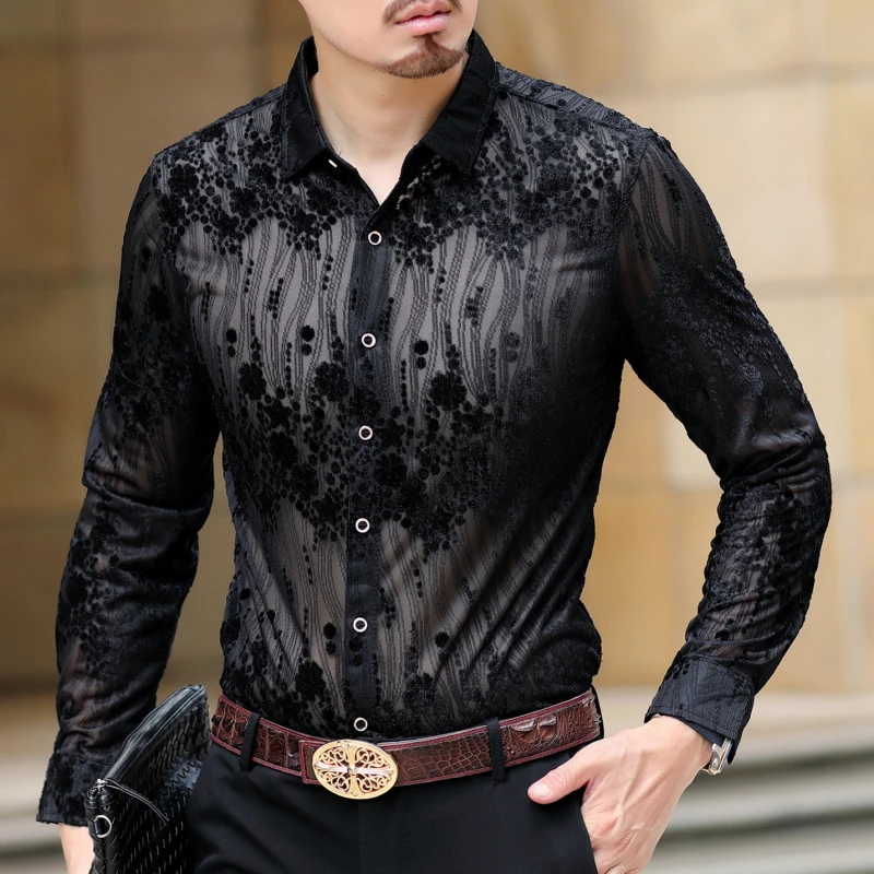 Chemise Homme Manche Longue Asain 3xl Осенняя мужская синяя рубашка с цветочным принтом деловая офисная рубашка с длинными рукавами для мужчин s