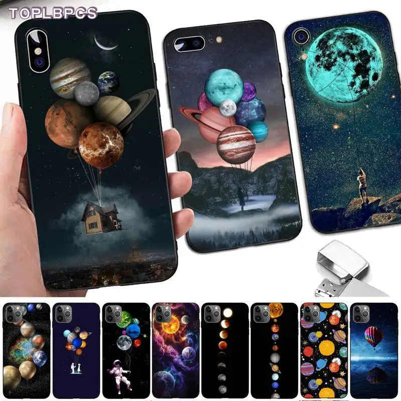 Мягкий черный чехол для телефона TOPLBPCS Sky Space planet Moon stars iPhone 8 7 6 6S Plus X 5 5S SE 2020 XR 11 pro XS