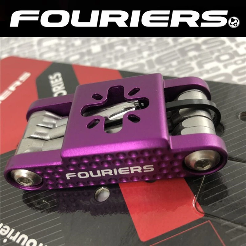 FOURIERS TL-ST042-8P Инструменты для ремонта велосипеда 8 функций набор инструментов для велосипеда портативные многофункциональные запчасти для ремонта - Цвет: Фиолетовый