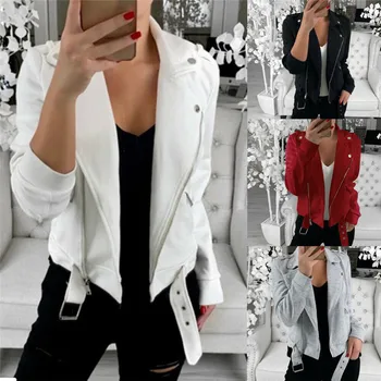 

2019 Bomber Jacket Women Vintage Zipper Bomber Jacket Biker Coat Casual Flight Tops Outwear Autumn Basic Femme Jacket