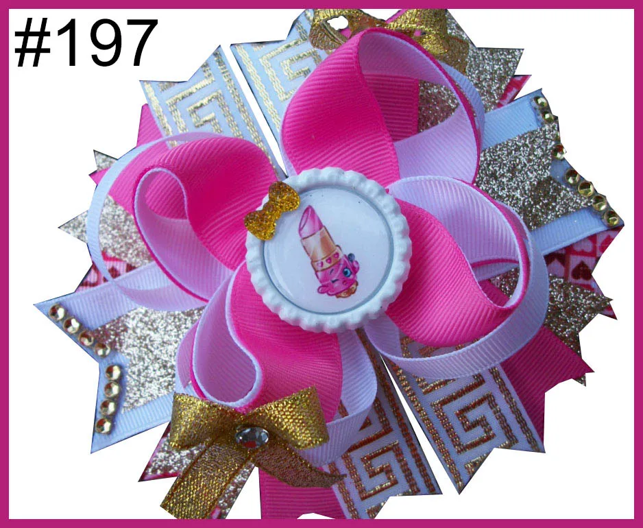 free shipping A.B.C.D.E 500pcs 5.5'' inspired hair bows popular cartoon hair bow with lined clips boutique girl hair bows-B