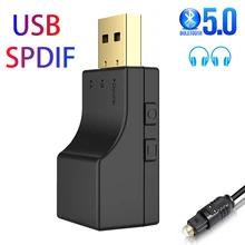 Bluetooth Transmitter USB + SPDIF 2 in 1 Bluetooth 5.0 Audio Transmitter Low Lantency Optical Wireless Adapter For TV PC Dongle