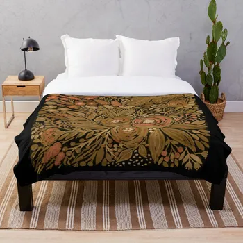 

Watercolor Black brown floral pattern Blanket Wool Flannel Plush Blanket Bedspread For office Sherpa Blanket Couch Quilt Cover T