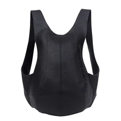 Unisex Anti - Theft Black Leather Backpack - Casual Large Schoolbag (Black)