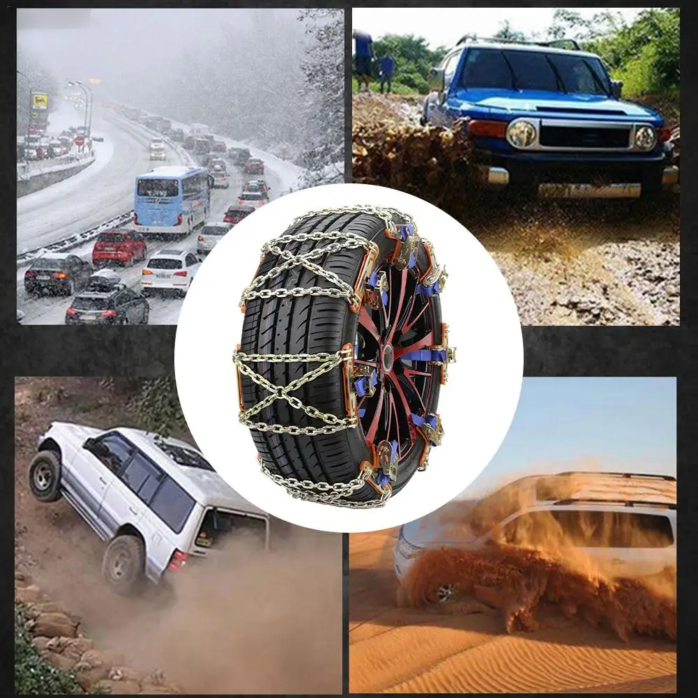 Автомобильная шина, цепи для снега, универсальная аварийная цепь для авто, грузовиков, внедорожников, автомобильные аксессуары, стальная противоскользящая безопасная цепь для снега